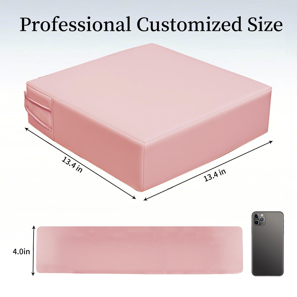 AAAini booster seat pink fits most chairs with 13.4 inch dimensions.