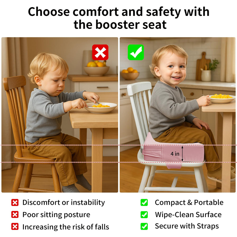 AAAini booster seat pink waterproof cover is easy to wipe clean after spills.