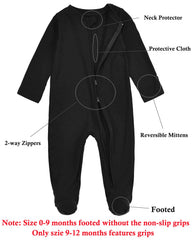 Aablexema baby footie pajamas black with soft cotton for cozy nights