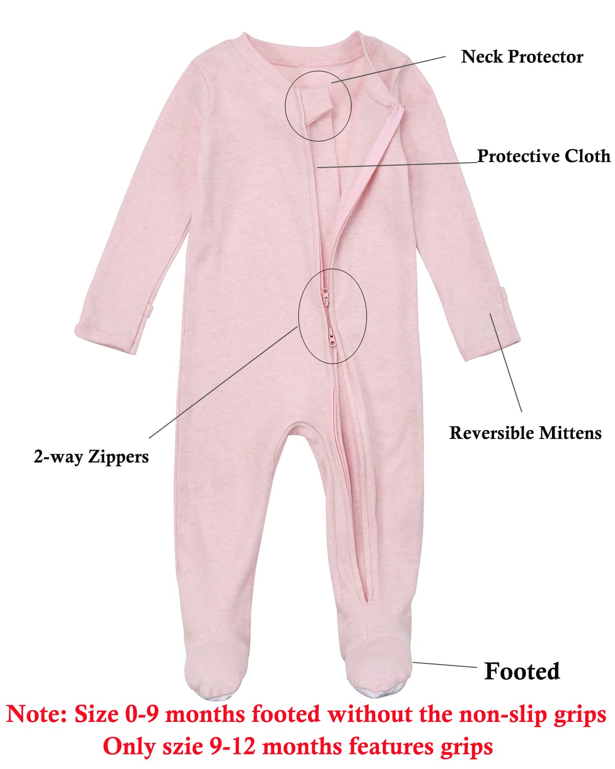 Aablexema baby footie pajamas with built-in mittens keeps tiny hands safe.