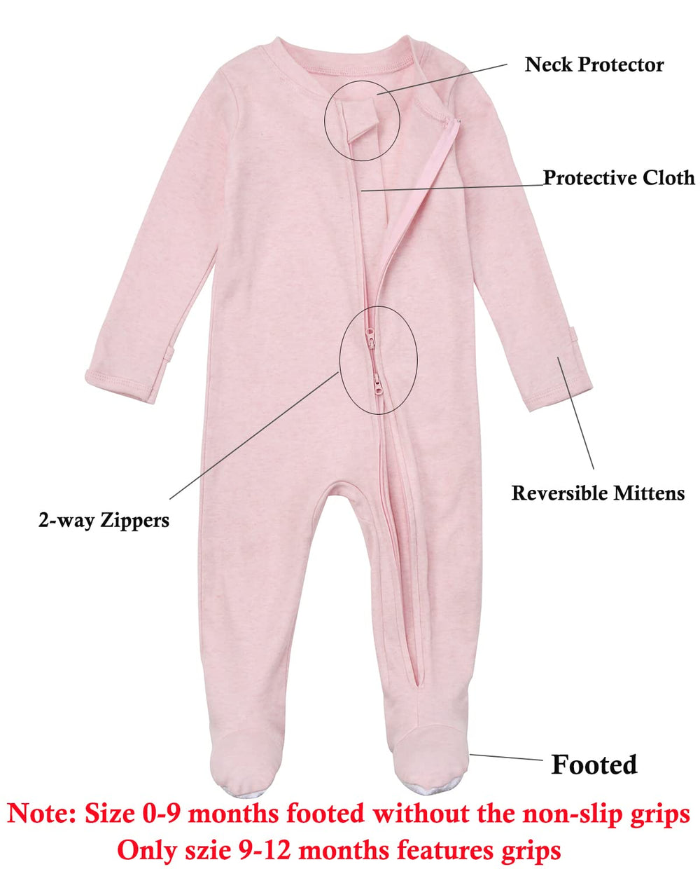 Aablexema baby footie pajamas with built-in mittens keeps tiny hands safe.