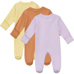 Aablexema baby-footed pajamas in purple emphasize breathable fabric for all-day comfort.
