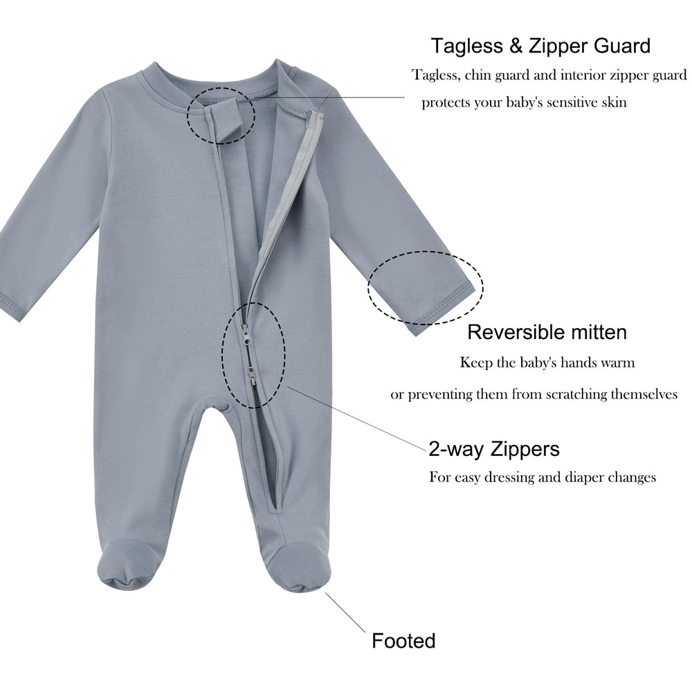 Aablexema footed sleepwear provides full coverage for cozy wear.