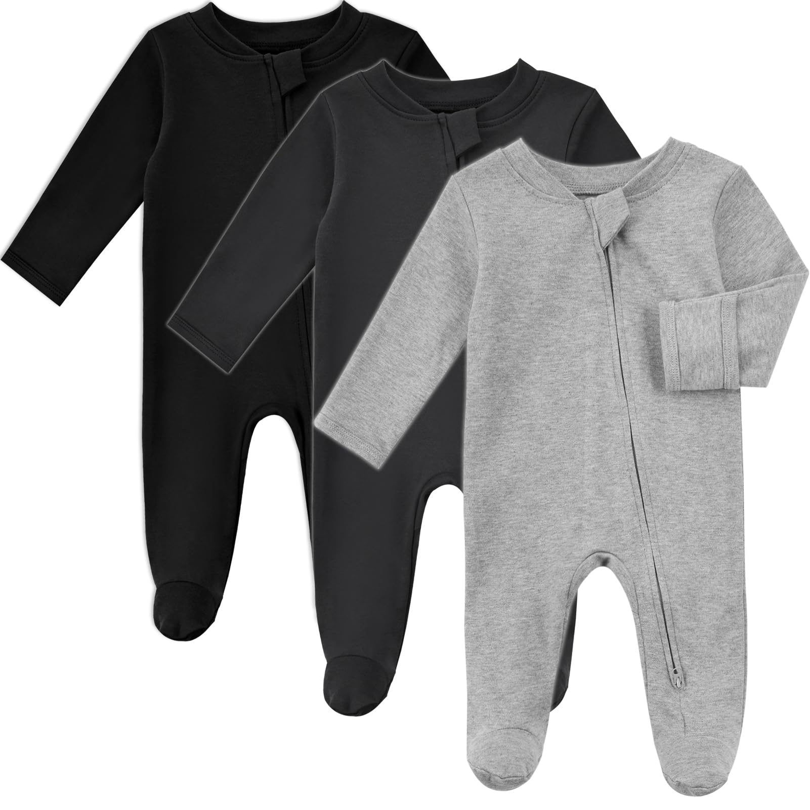 Aablexema baby pajamas with 2-way zipper for easy dressing and quick diaper changes.