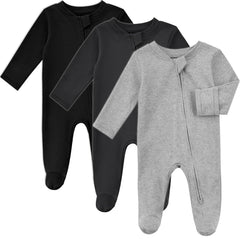 Aablexema baby pajamas with 2-way zipper for easy dressing and quick diaper changes.