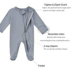 Aablexema baby pajamas blue long sleeves provide comfortable coverage.