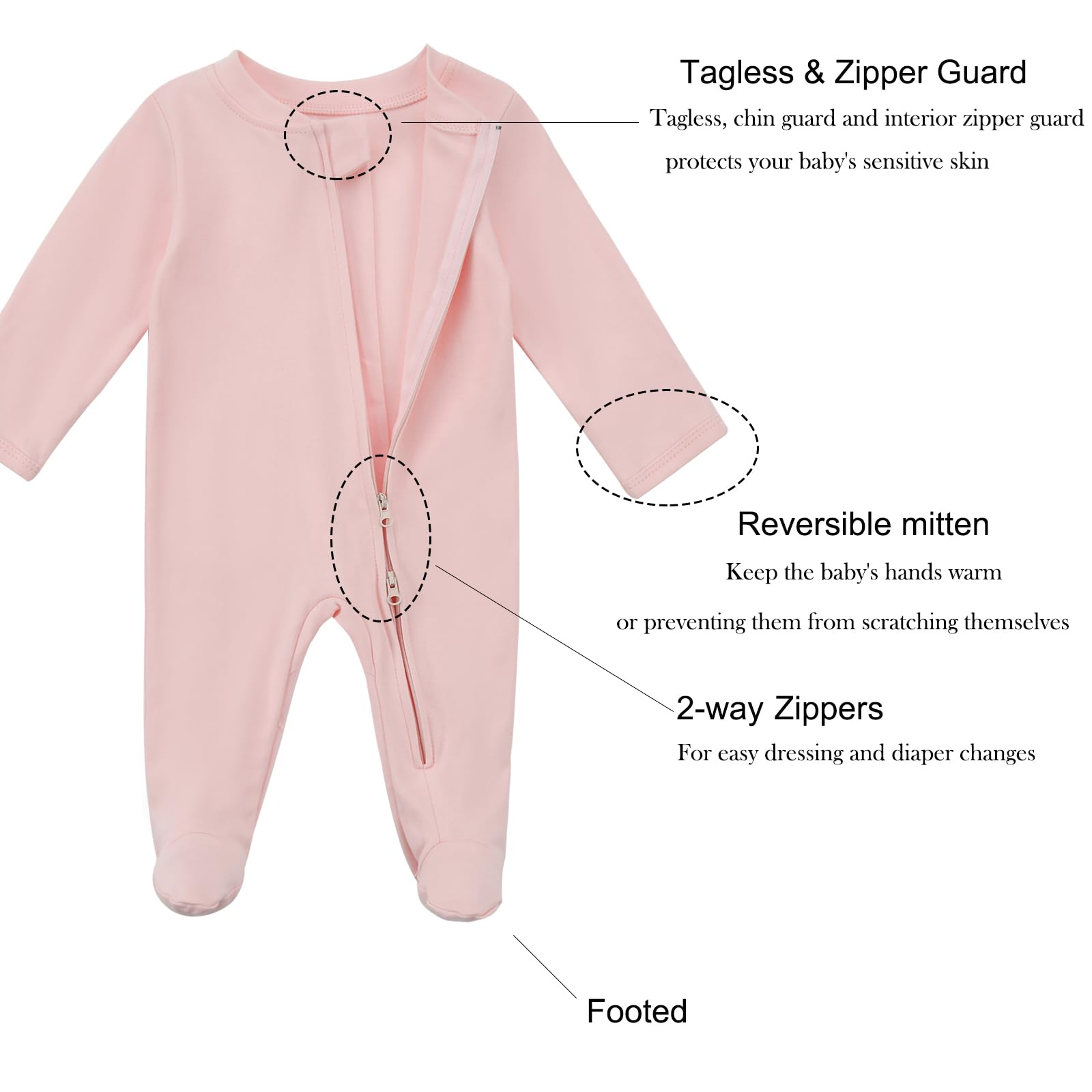 Aablexema full-coverage footie keeps baby warm and secure.