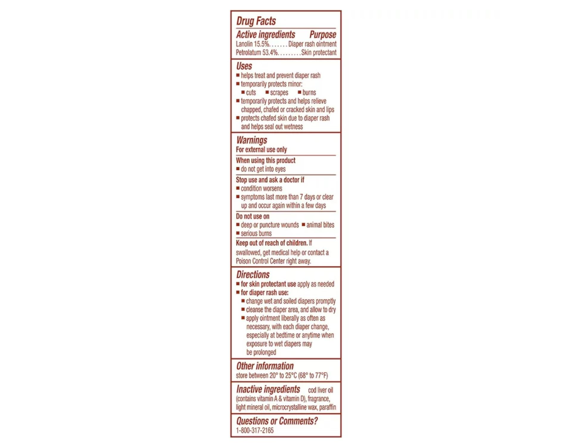 A&D barrier formula graphic highlights vitamins A and D and lanolin for gentle care.