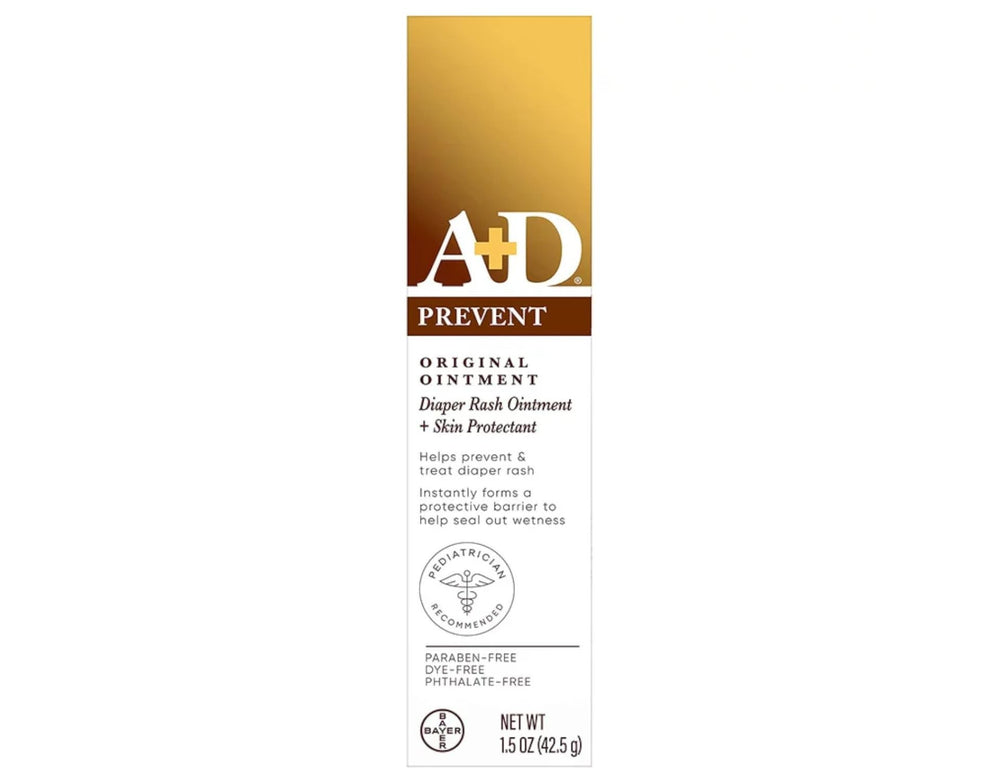 A&D Diaper Rash Ointment Original front view, protects tender bottoms during diaper changes.