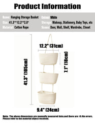 AARAINBOW b-white wall baskets closeup cotton rope texture enhances natural decor.
