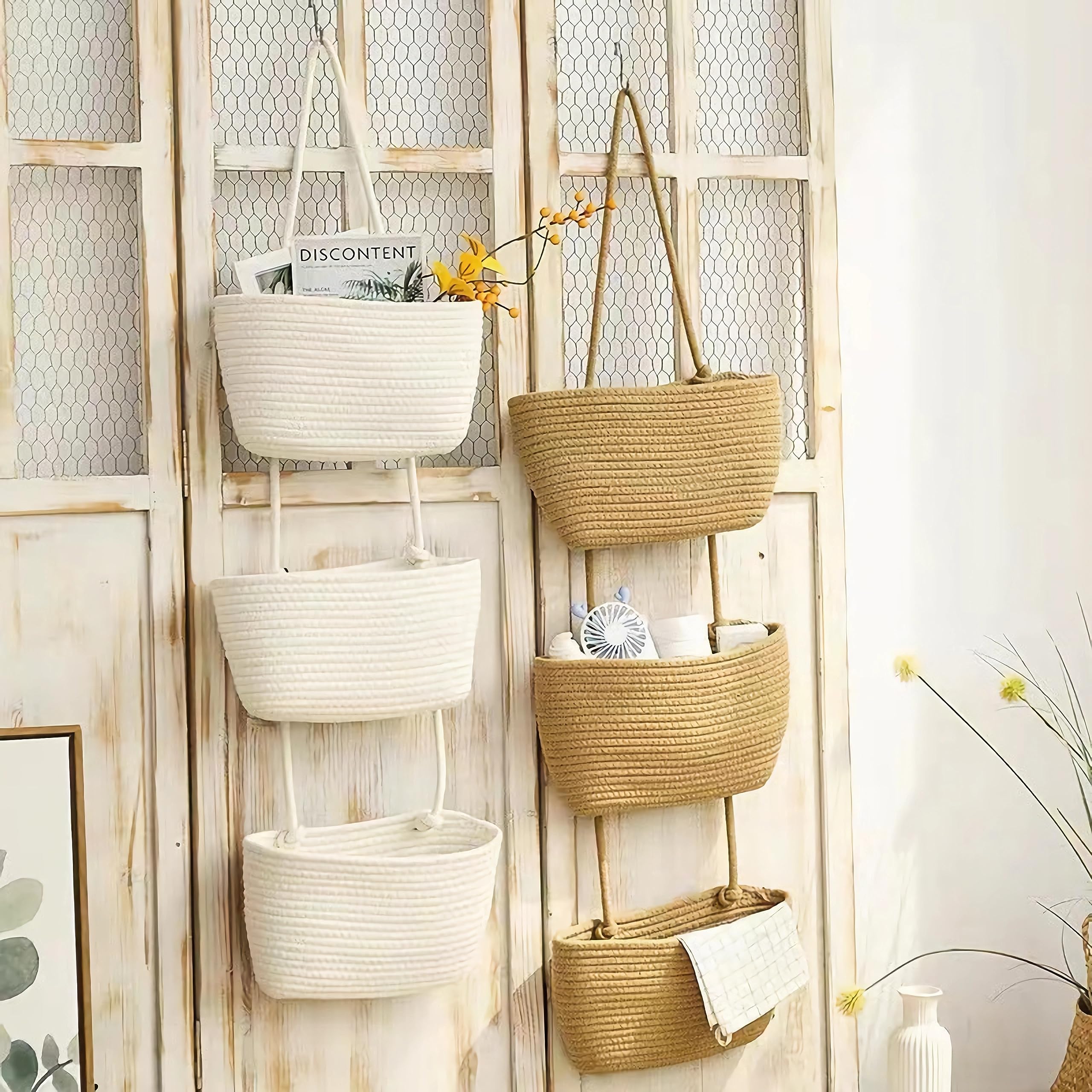 AARAINBOW boho wall decor baskets complement dining room organization.