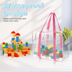 AAUQHOO 4pack PVC toy storage bags closeup shows generous size for blocks