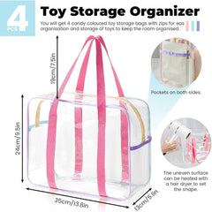 AAUQHOO 4pack PVC toy storage bags zipper handles for easy access