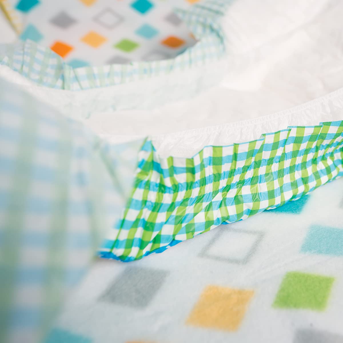AB Universe Little Pawz green-blue plaid print adds cheerful color.