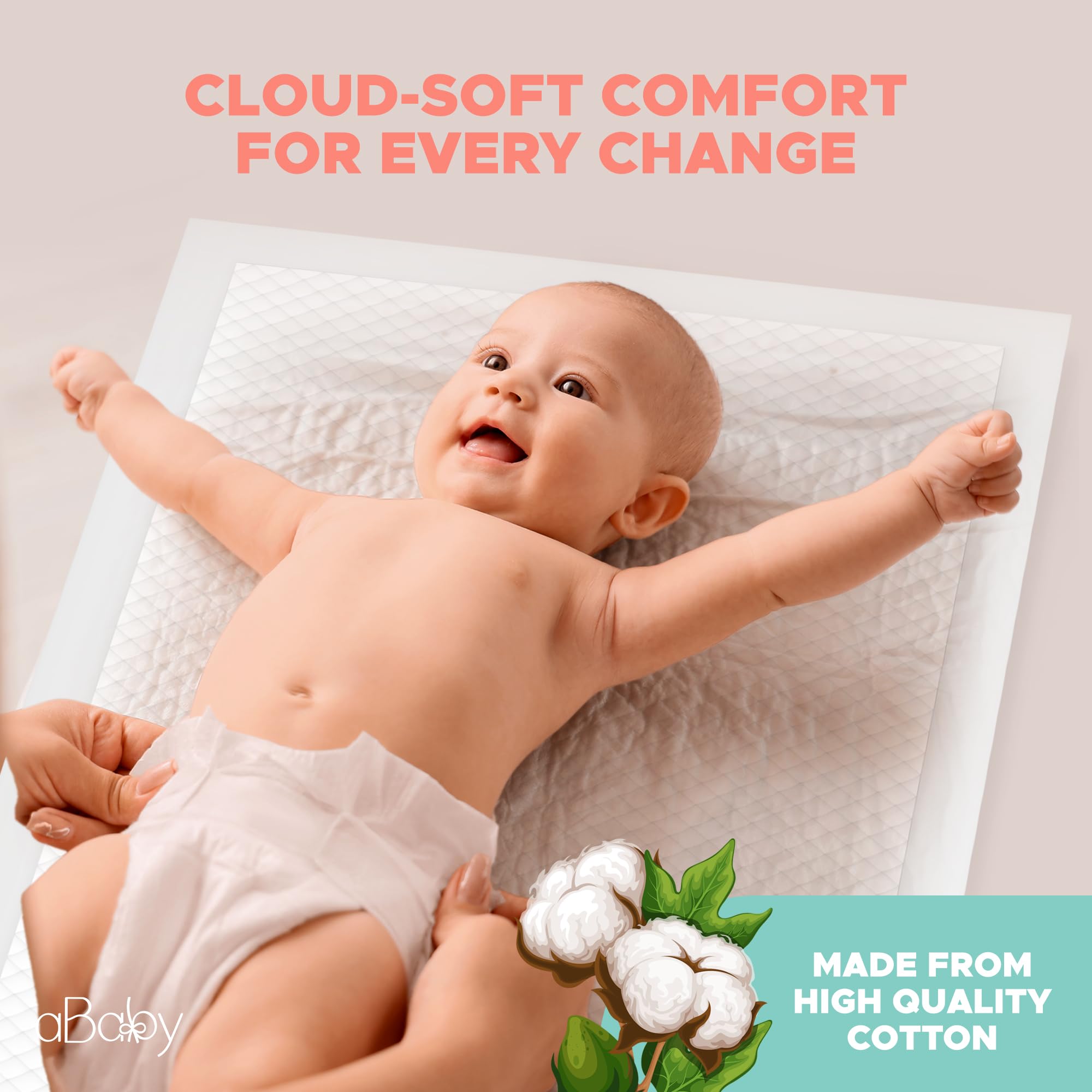 ABABY REFRESH disposable changing pads 24 by 18 inches covers most changing surfaces.