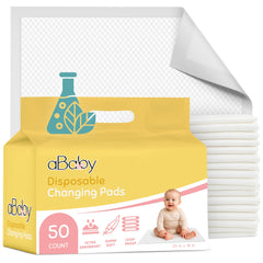ABABY REFRESH disposable changing pads 50-pack packshot for mess-free diaper changes.