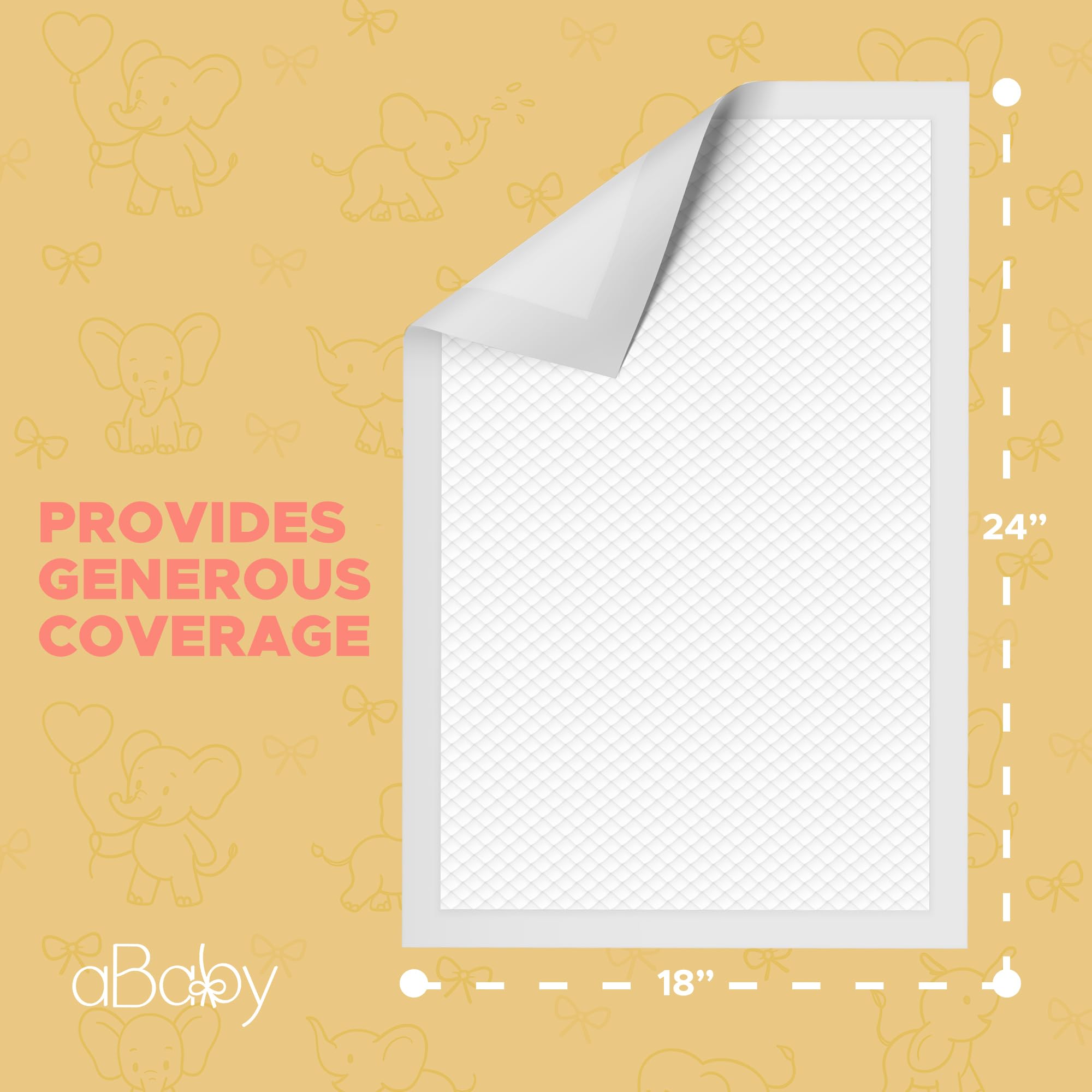 ABABY REFRESH disposable changing pads ultra-absorbent core handling moisture on a surface.