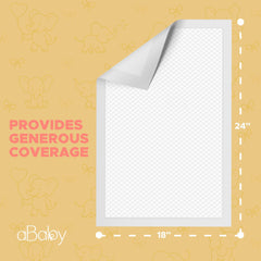 ABABY REFRESH disposable changing pads ultra-absorbent core handling moisture on a surface.