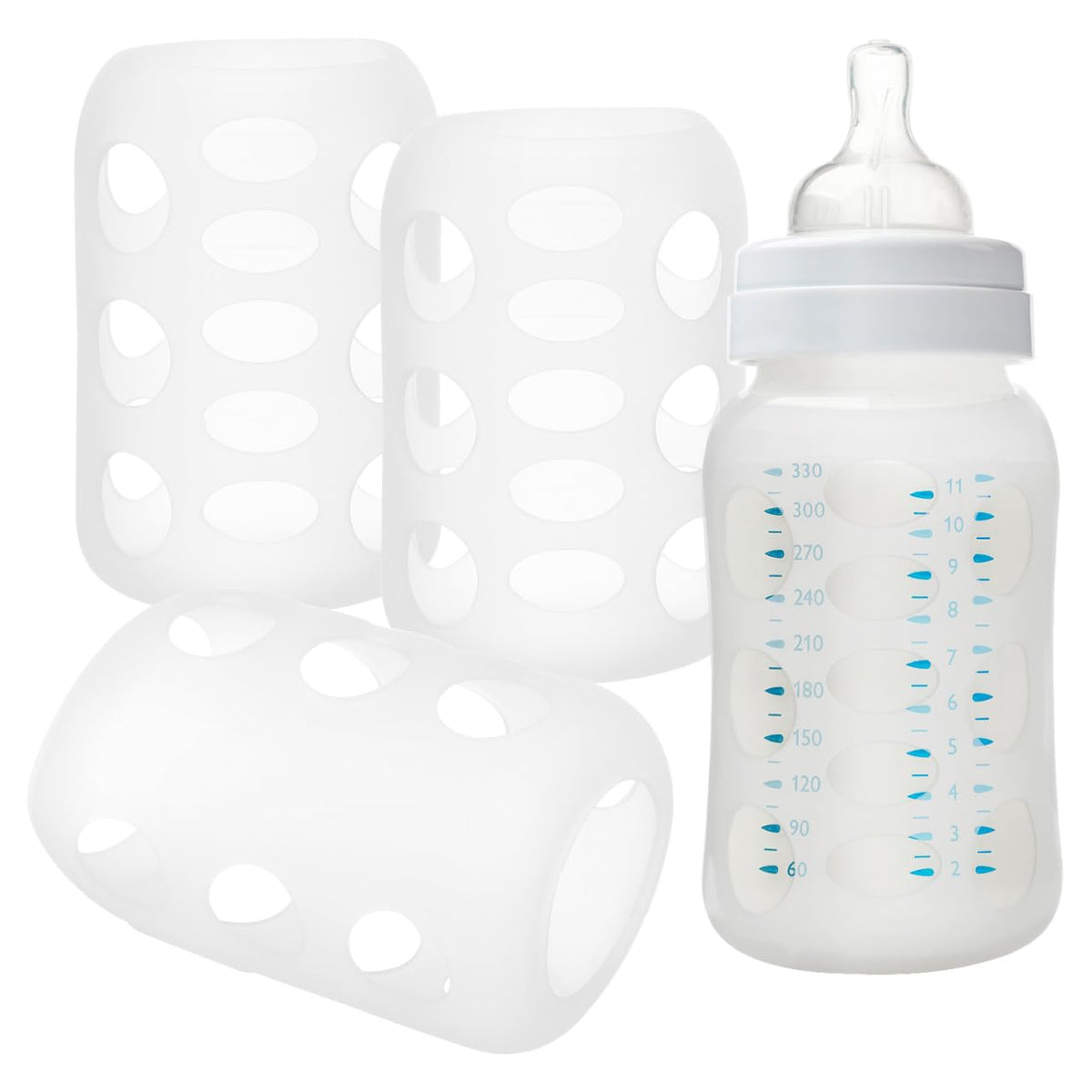Abaodam bottle sleeve white closeup shows soft touch silicone protection for glass bottles