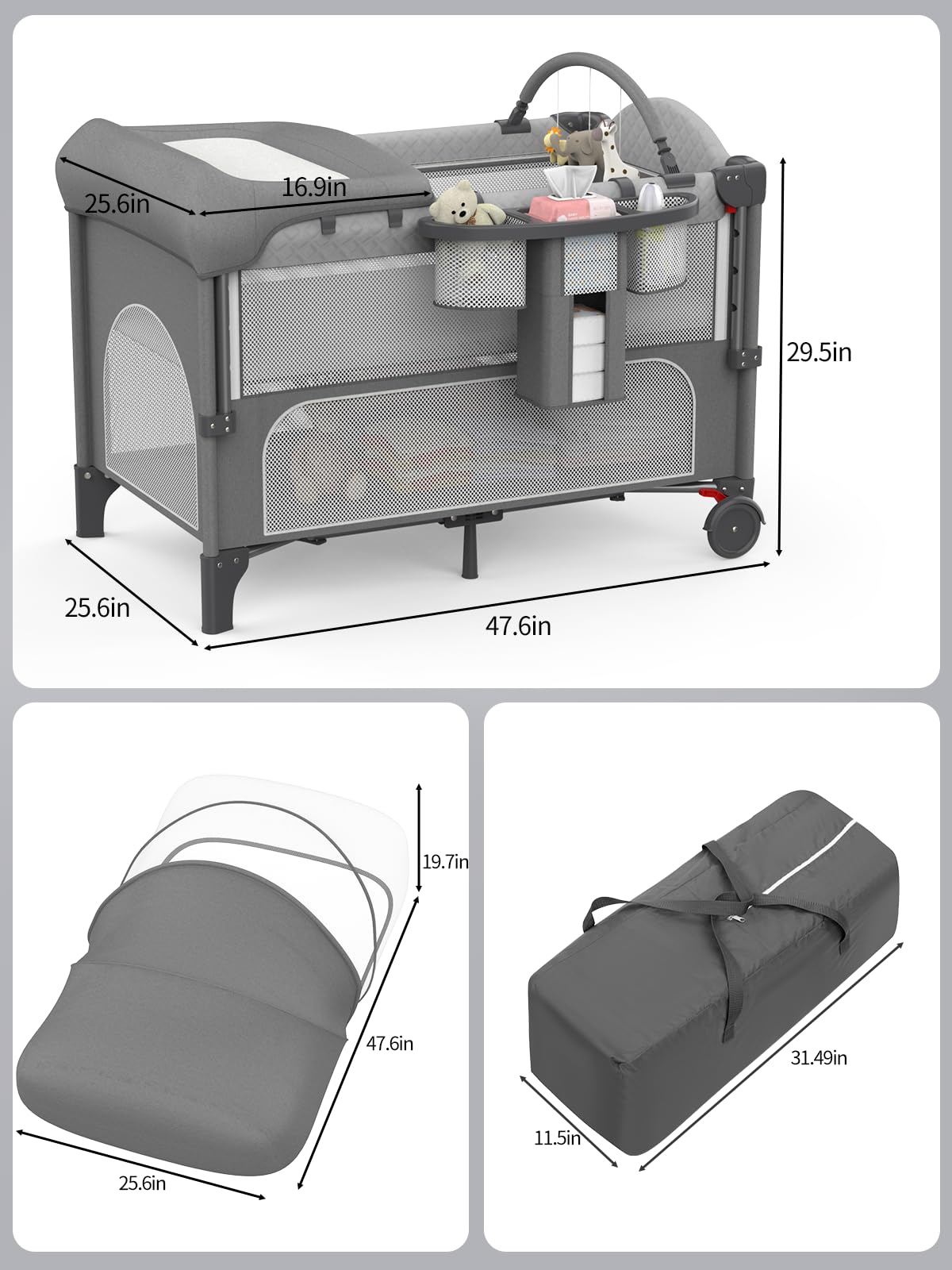 Abbi Casey mosquito net and zipper door shield infant from bugs and drafts.