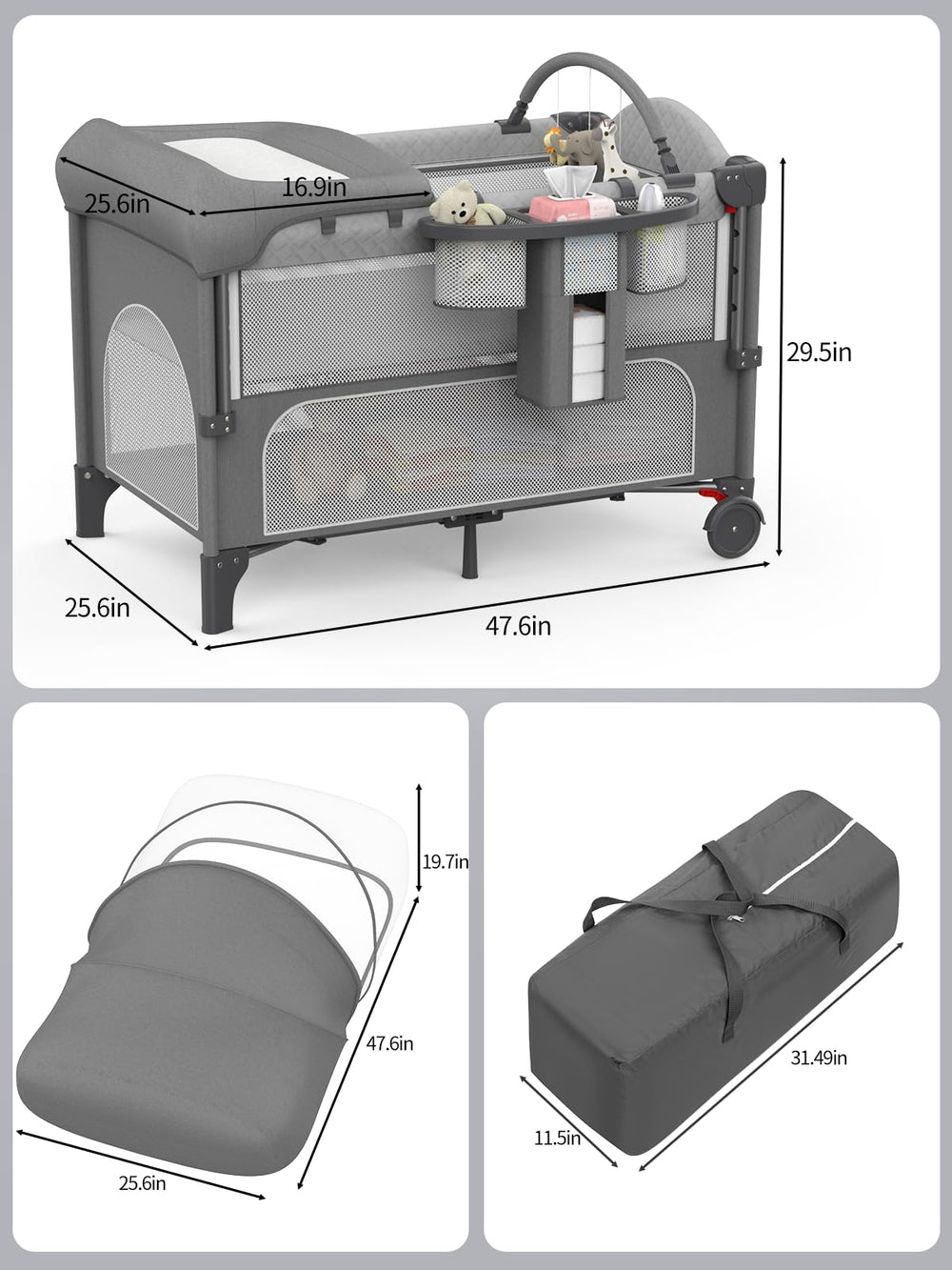 Abbi Casey mosquito net and zipper door shield infant from bugs and drafts.