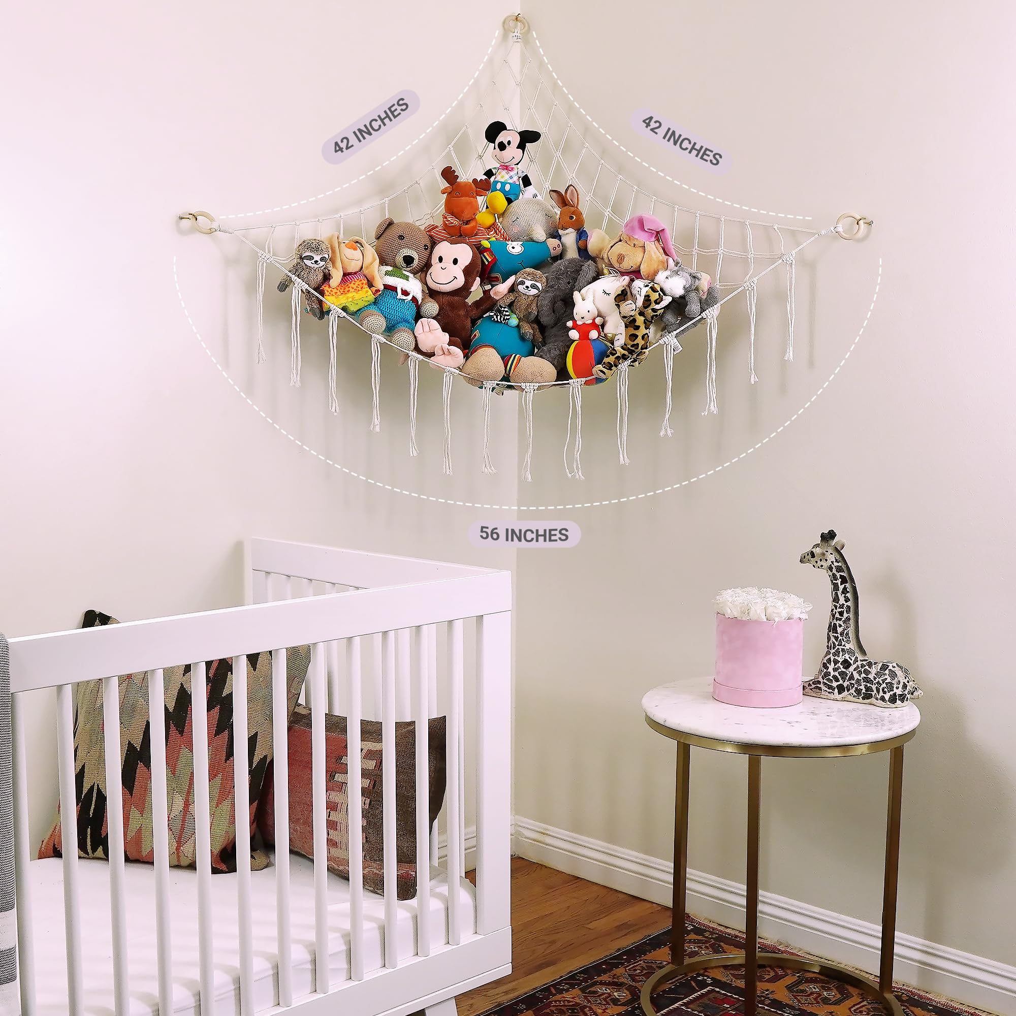 ABBY BABY durable wooden hooks and anchors support up to 20 pounds.