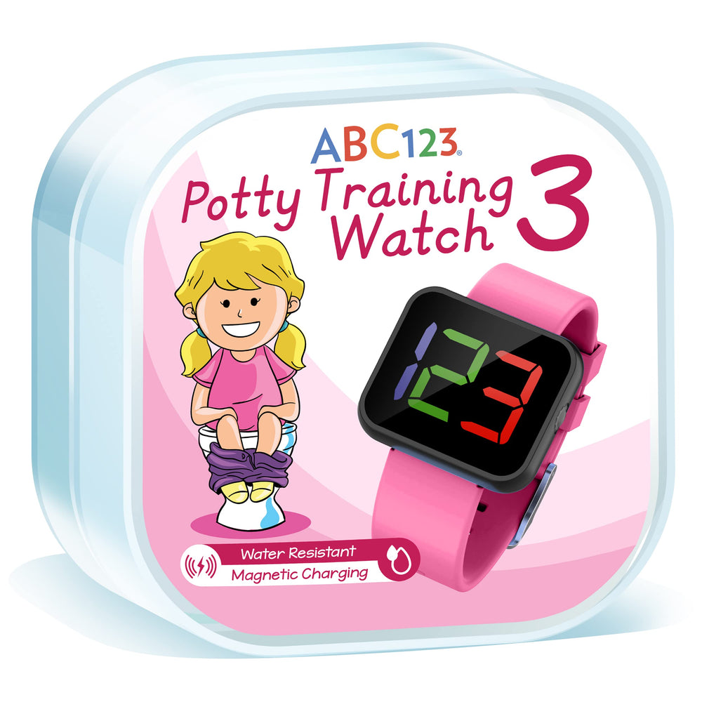 ABC123 Potty Training Watch 3 pink large LED display helps kids learn routines