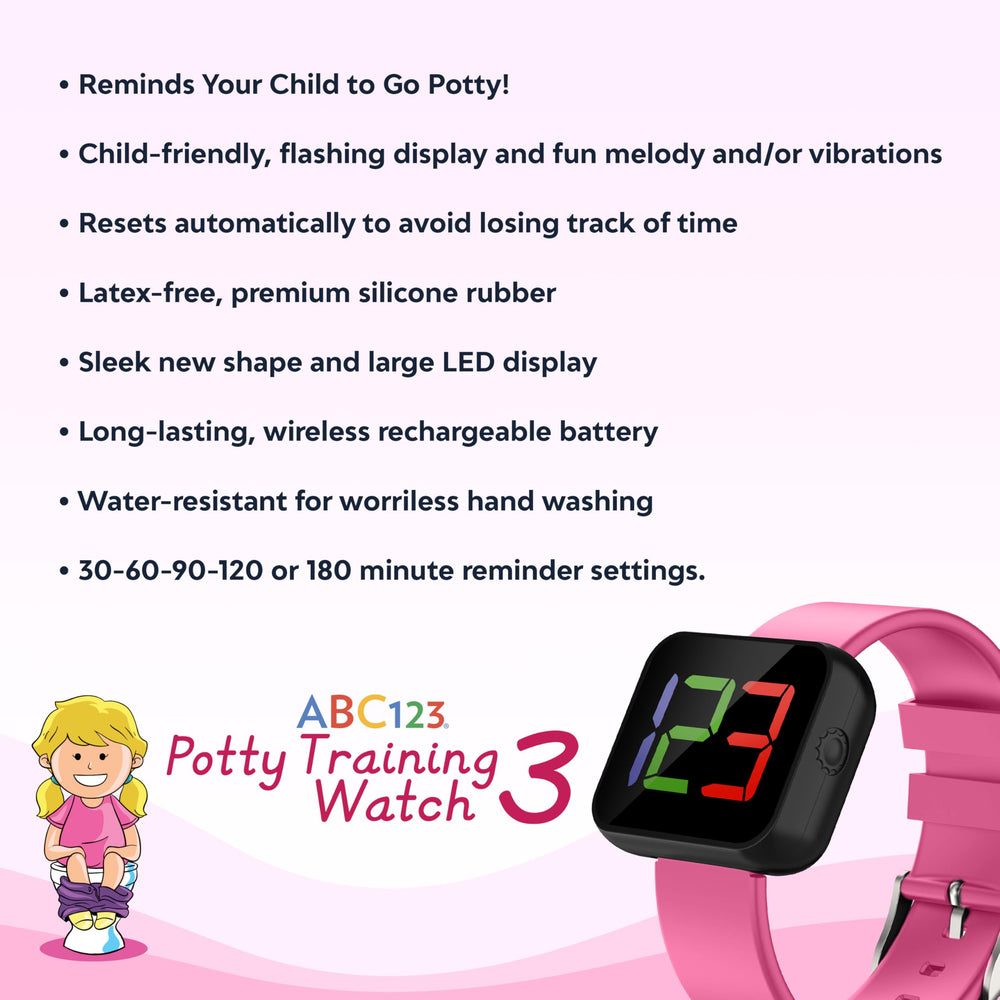 ABC123 Potty Training Watch 3 pink melody and vibration remind time to go
