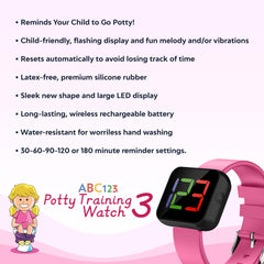 ABC123 Potty Training Watch 3 pink melody and vibration remind time to go