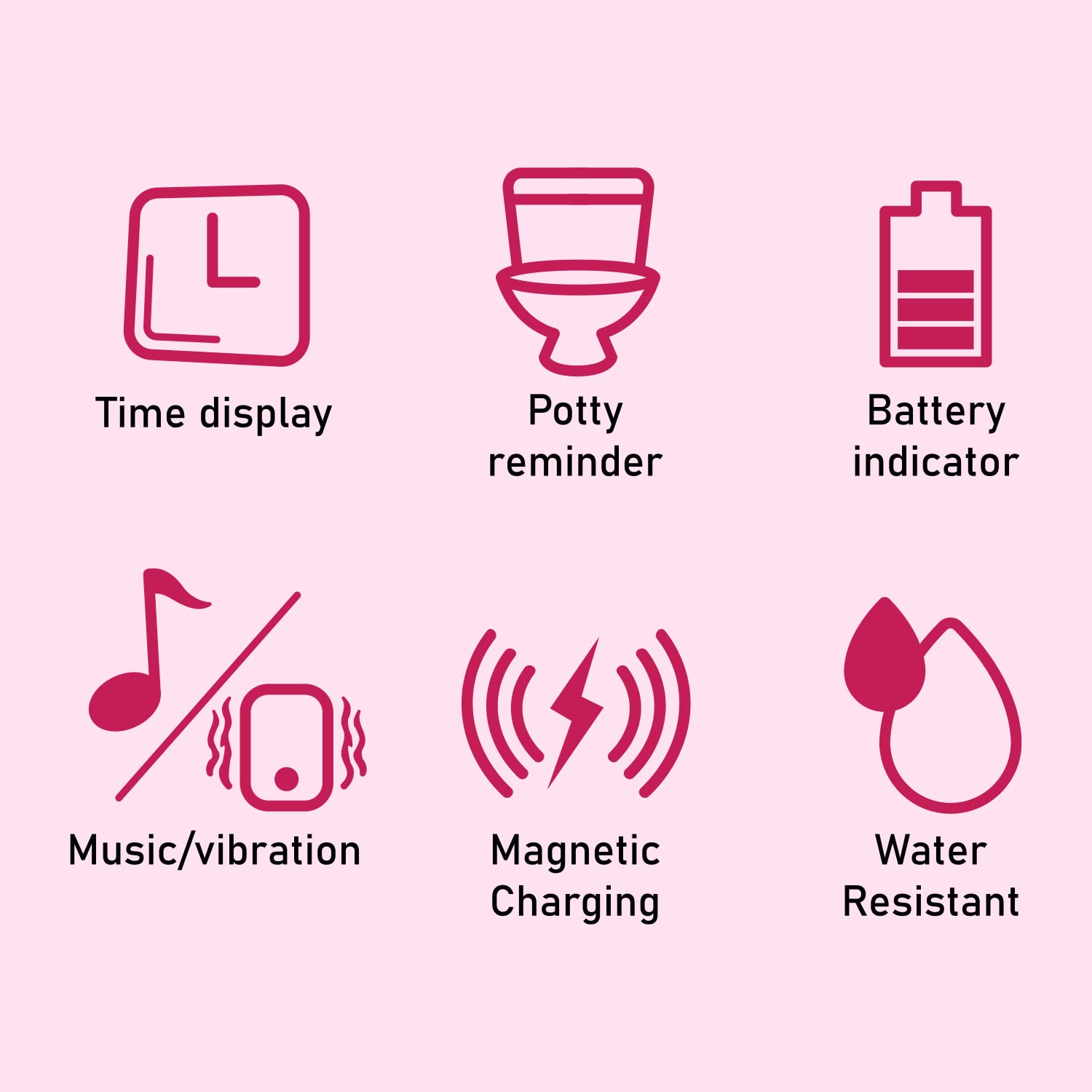ABC123 Potty Training Watch 3 pink water-resistant design withstands hand washing