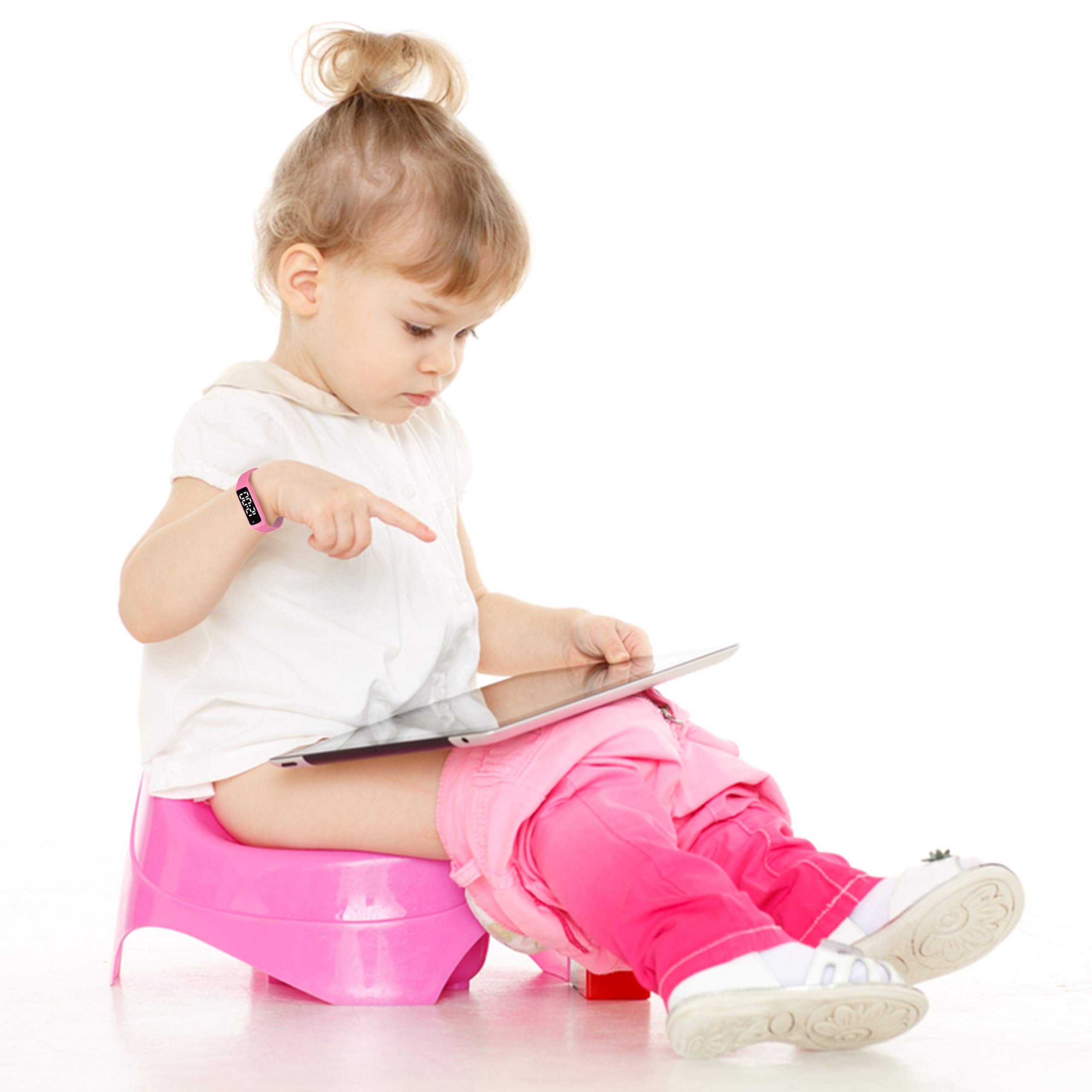 ABC123 Potty Training Watch pink melody reminder setting helps keep potty cues engaging.
