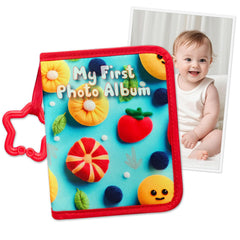 ABCKEY baby photo album cover in soft fabric for lasting family memories.