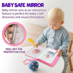 ABCKEY Baby's My First Family Album includes a baby-safe mirror for self-discovery moments.