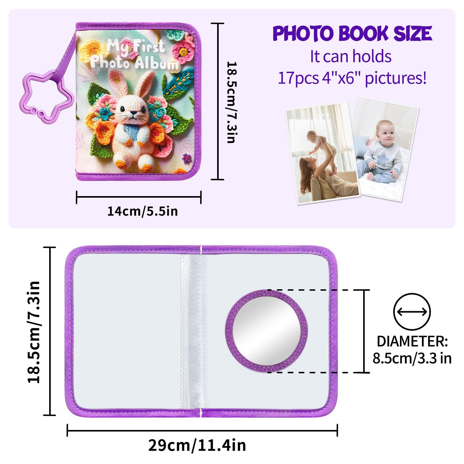 ABCKEY Baby's First Family Album secure hooks help you hang memories easily.