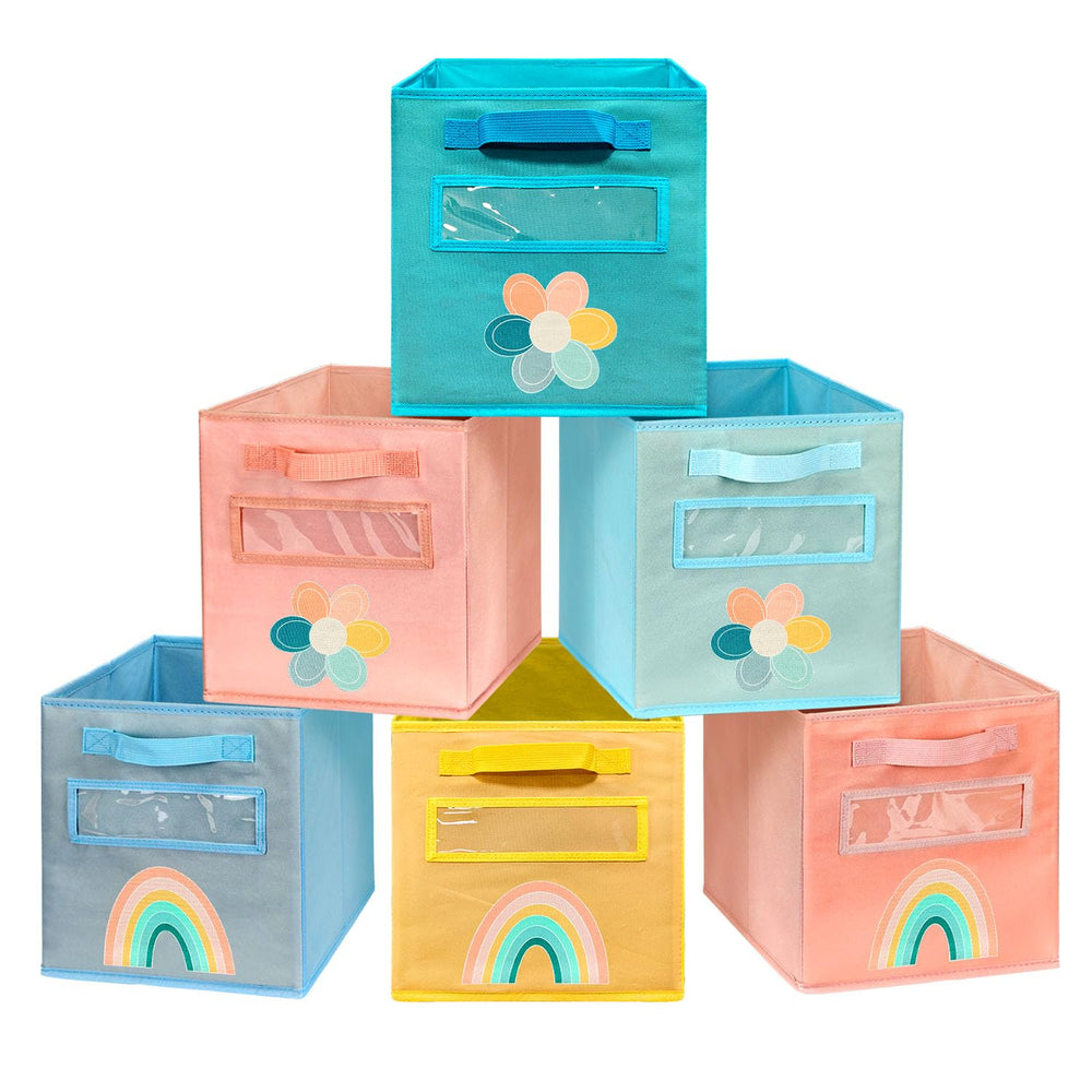 ABCKEY cube storage bin 11-inch front view highlights sturdy foldable design for cube shelves.