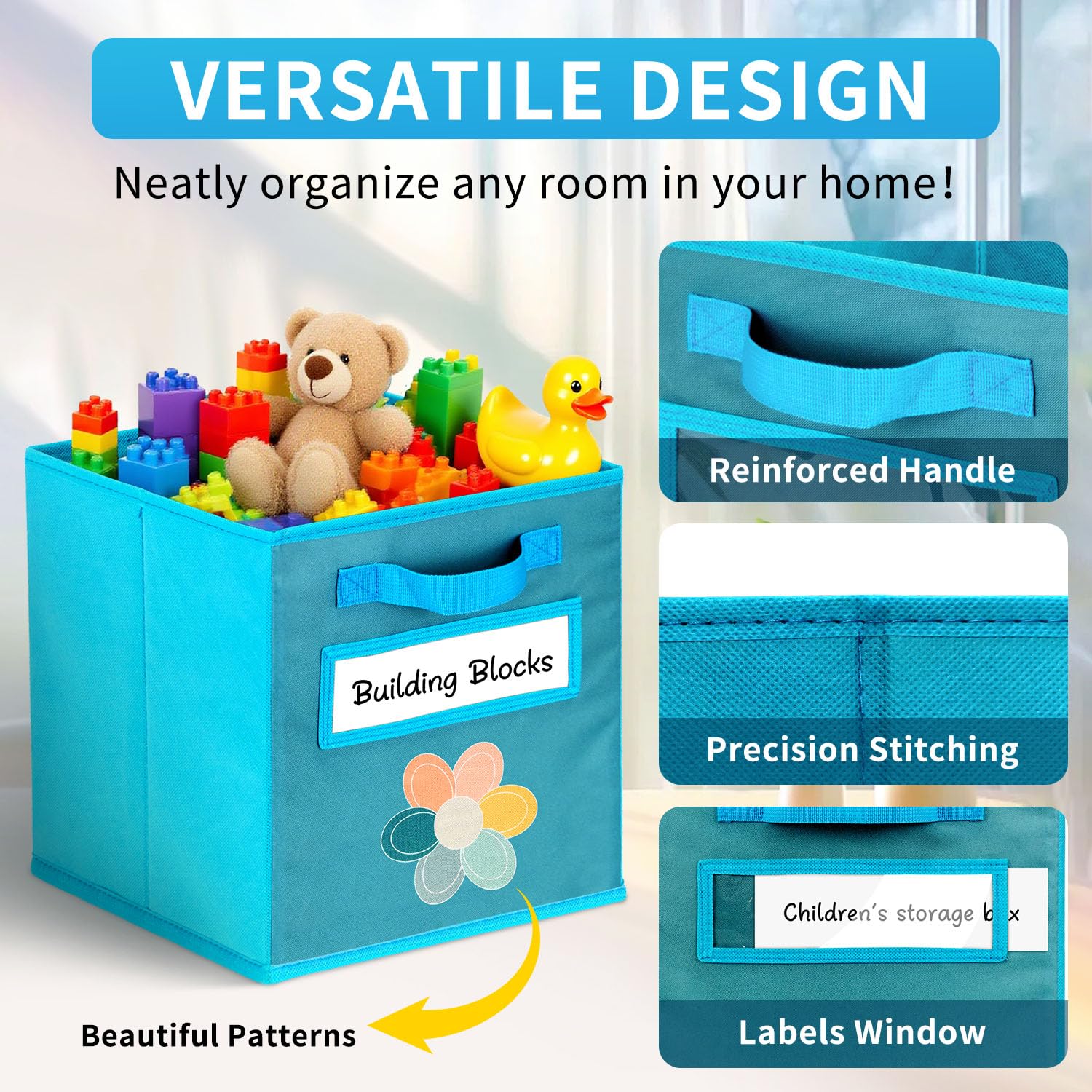 ABCKEY cube storage bin durable nonwoven fabric emphasizes long-lasting organizational solution.