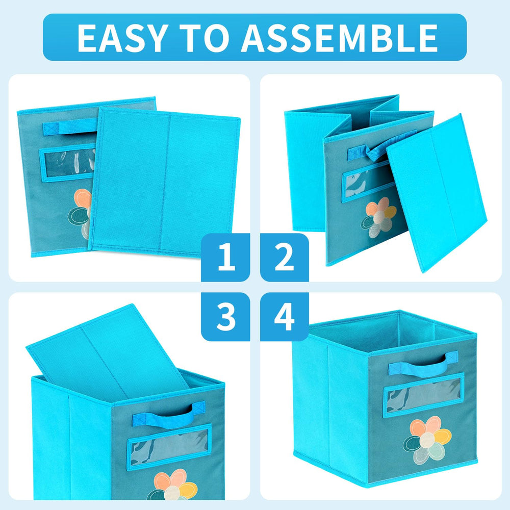 ABCKEY cube storage bin folded flat demonstrates space-saving feature for compact homes.