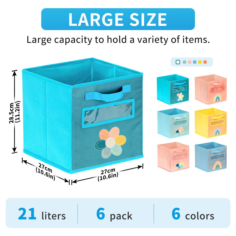 ABCKEY cube storage bin handle and label window shows easy access and sorting.