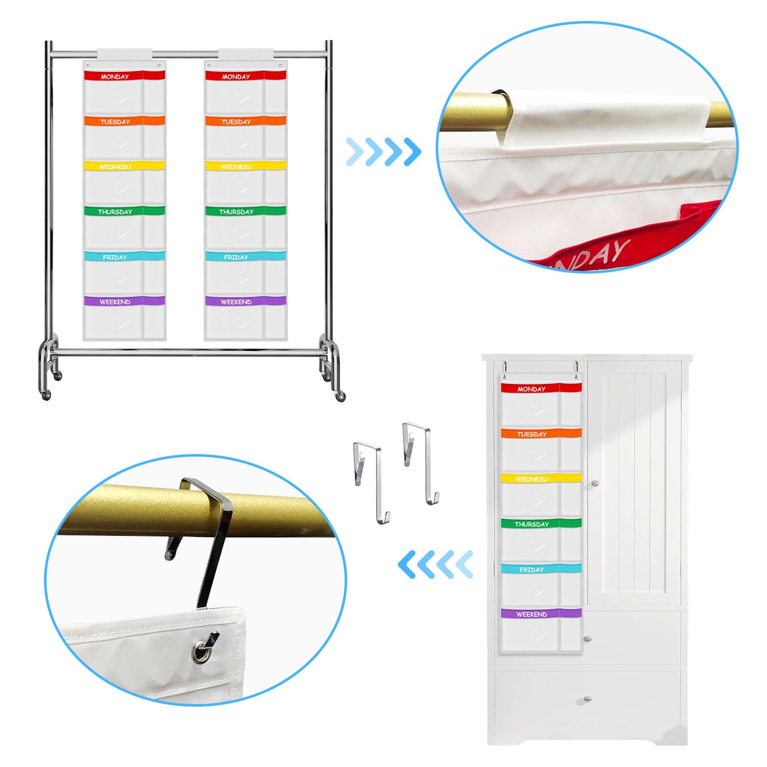 ABCKEY Rainbow Weekly Organizer made from durable nylon for lasting daily use.