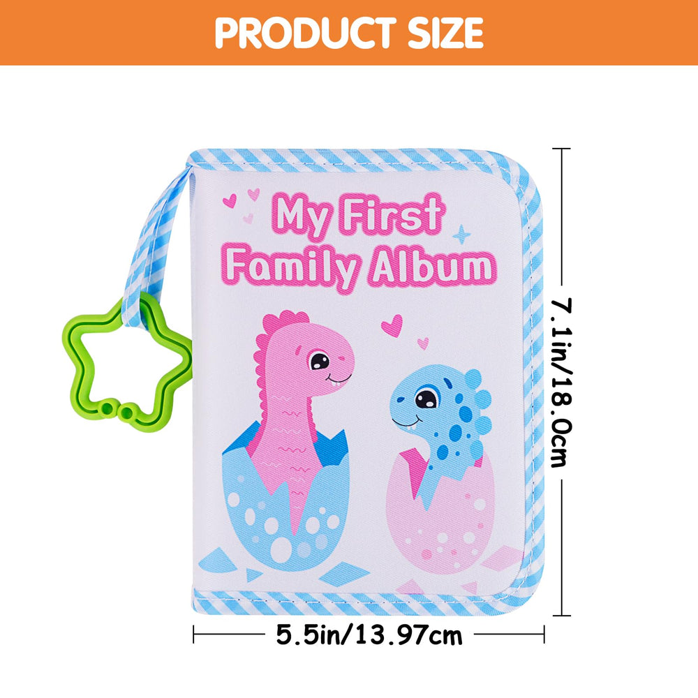 abcxgood baby photo book open page shows 4x6 photo capacity for family memories.