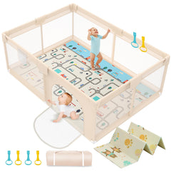 Abdtech Baby Playpen with 79x71 large area offers roomy, safe play space.