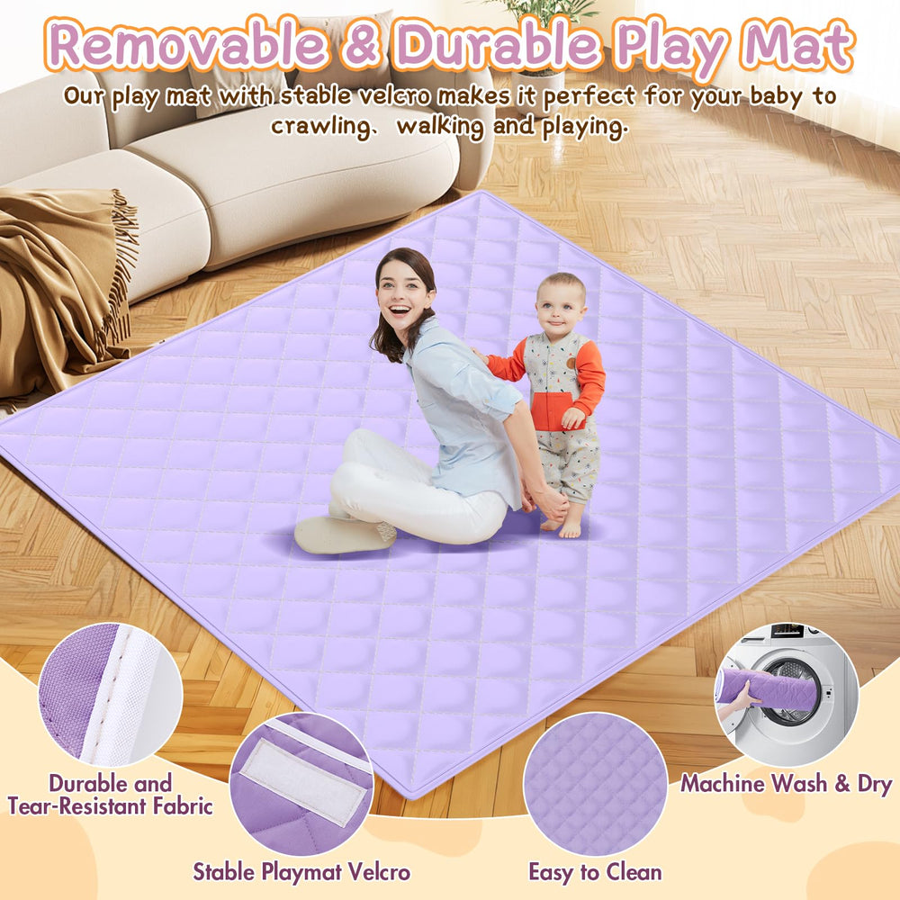 Abdtech playpen breathable-mesh-panel provides full visibility and airflow for attentive supervision.