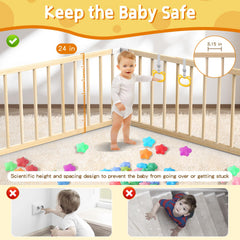Abdtech Baby Wooden Playpen door-lock closeup highlighting secure access.