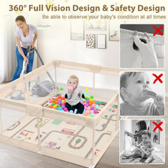 Abdtech Baby Playpen includes multi-function accessories to support independent play.