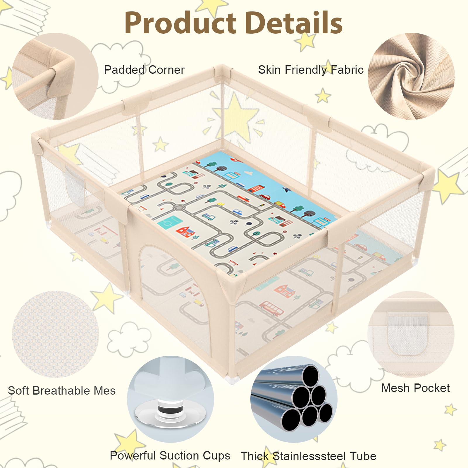 Abdtech Baby Playpen has a zip door for easy, secure child access.