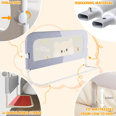 Abdtech bed guard assembly with connection pipes illustrates tool-free setup.