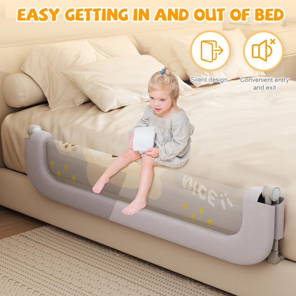 Abdtech bed guard universal-fit design works with king, queen, full and twin beds.