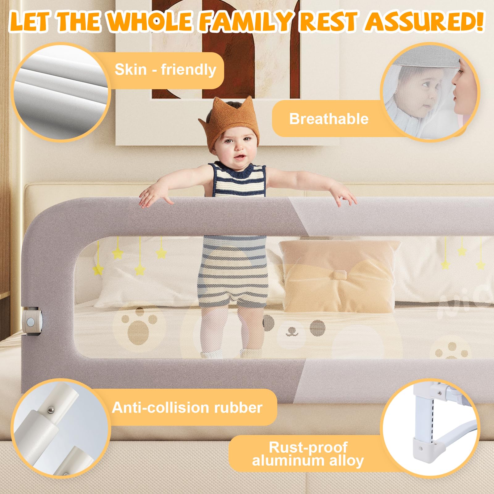 Abdtech bed guard washable cover keeps the sleep area clean and hygienic.