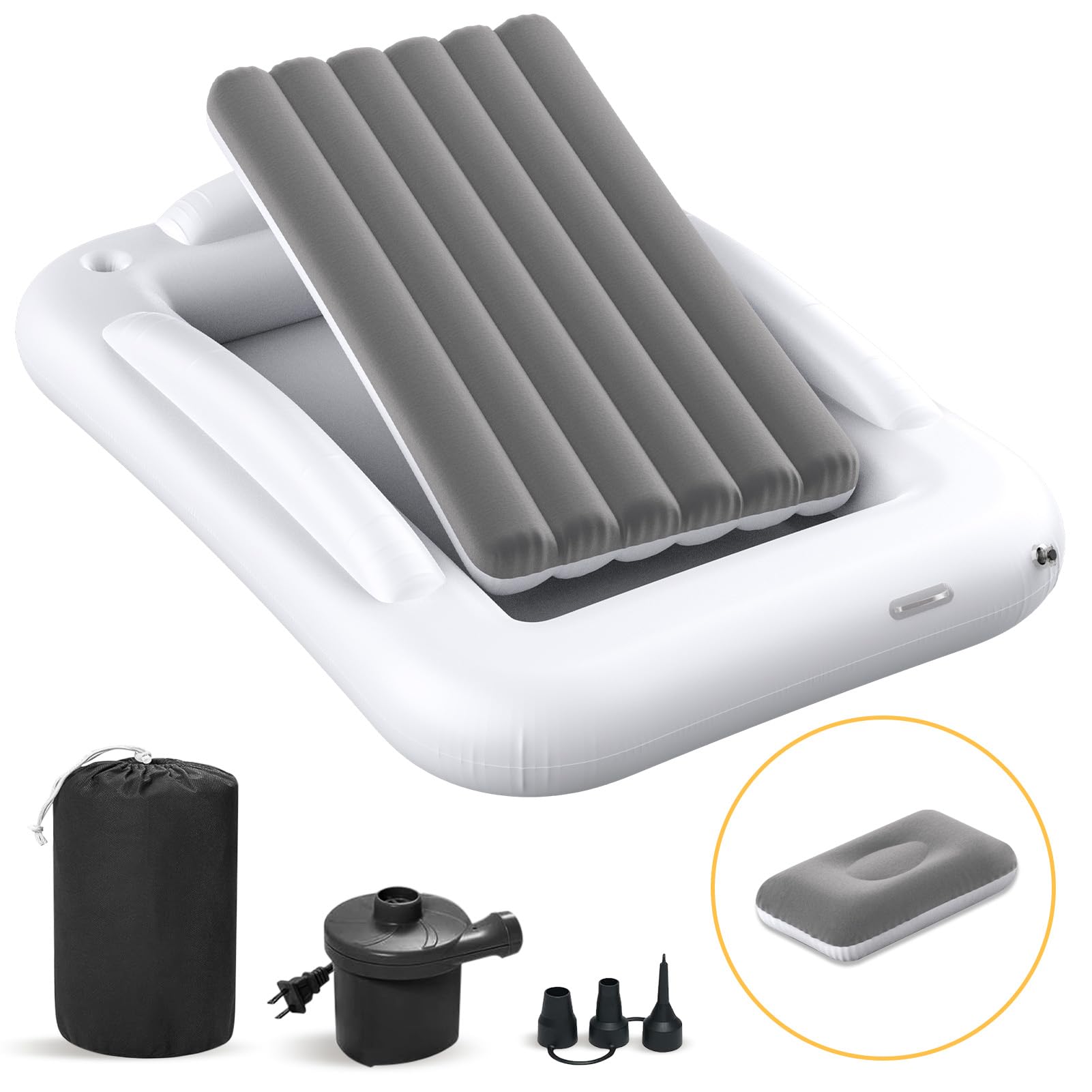 Abdtech 53-inch inflatable bed suitable for toddlers up to 39 inches.