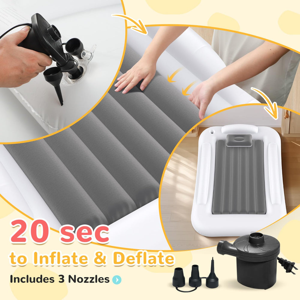Abdtech inflatable bed with electric pump inflating quickly for quick setup.